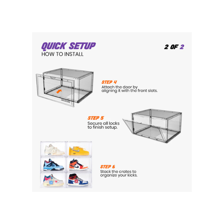 Stack'Em Sneaker Crates Clear (Side Drop)