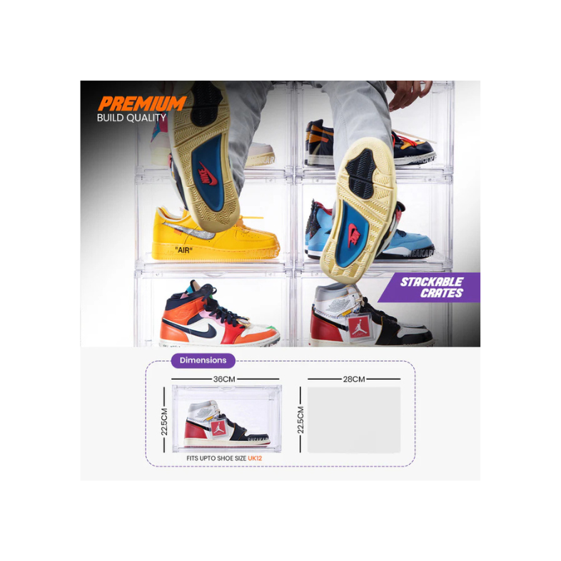 Stack'Em Sneaker Crates Clear (Side Drop)