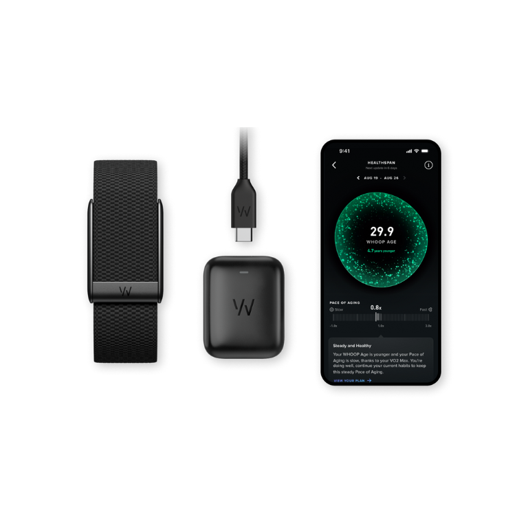 Whoop 5.0 With Superknit Obsidian Band (12 Month Peak Subscription Included)