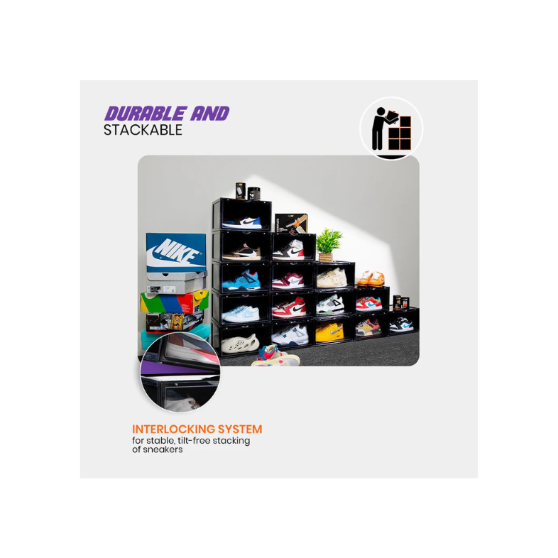 STACK'EM SNEAKER CRATES | BLACK (SIDE DROP)