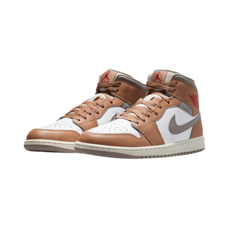 Air Jordan 1 Mid Rattan White College Grey