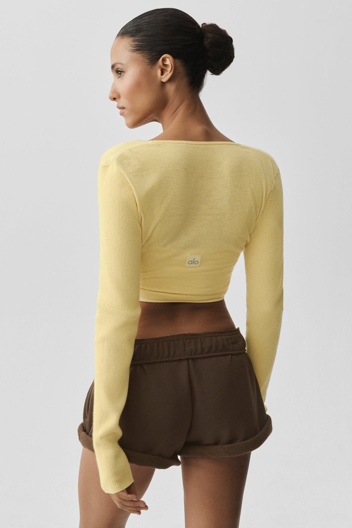 Alo Yoga Sweater Knit Crossover Long Sleeve - Warm Butter