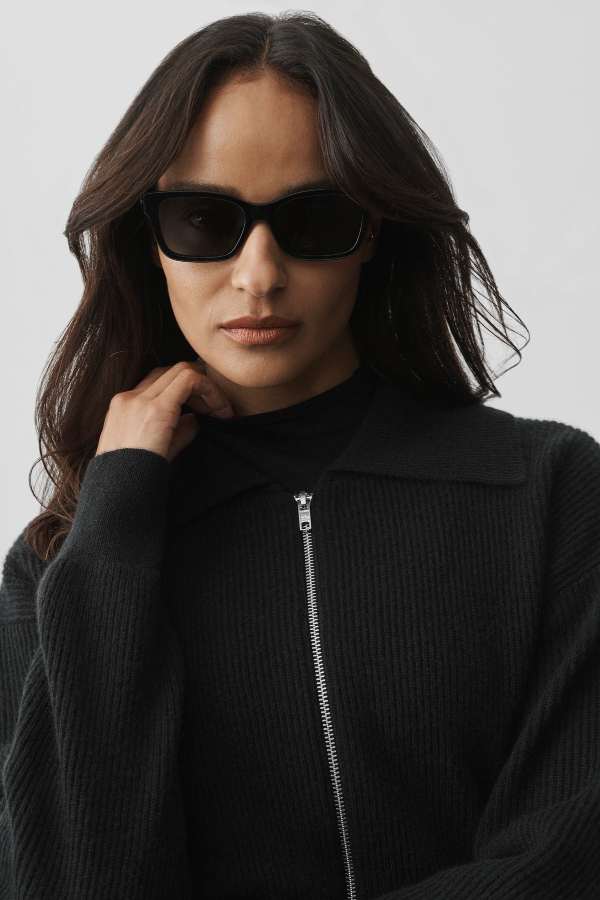 Alo Yoga Cashmere Wool Harmony Full Zip Jacket - Black
