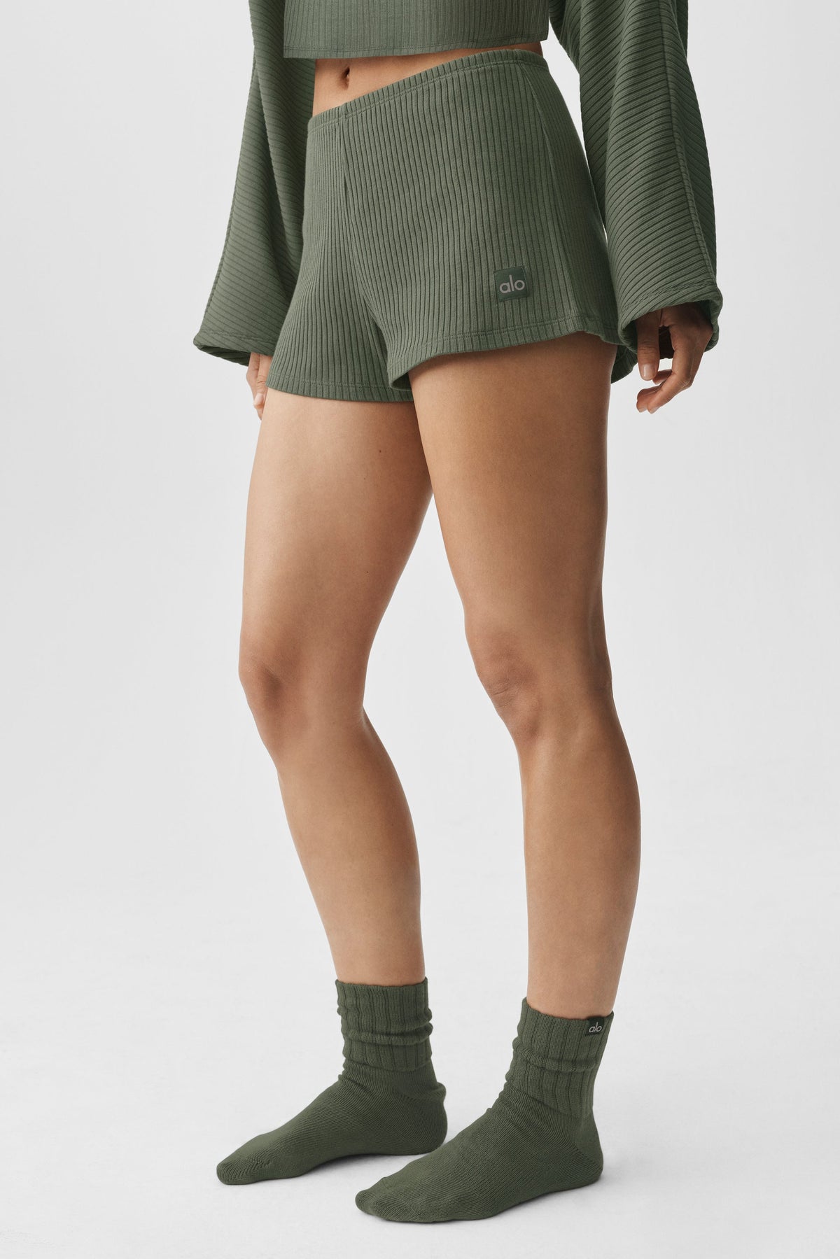 Alo Yoga Ribbed Reset Short - Bamboo Green