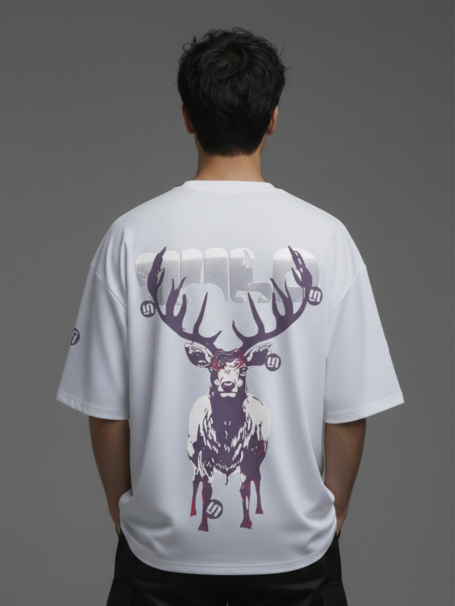 WILD DEER WHITE OVERSIZED T-SHIRT