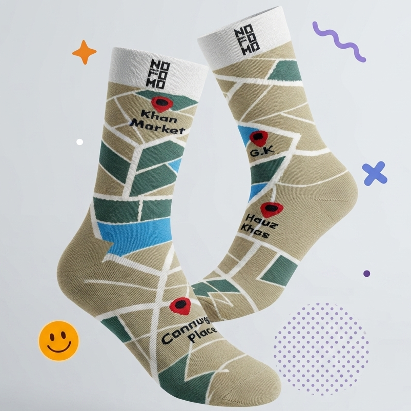 Delhi Map - Crew Length Socks