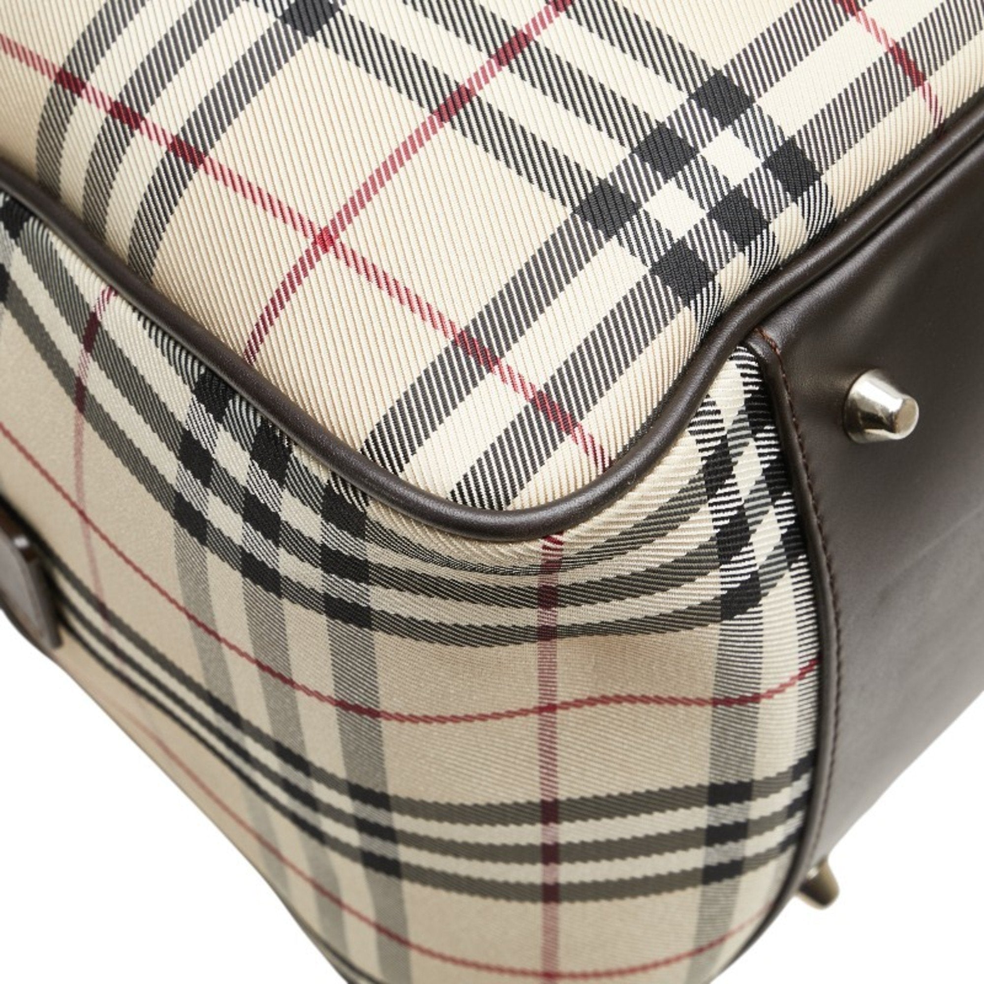 Burberry Canvas Leather Boston Bag Shoulder Bag (Pre-Owned)