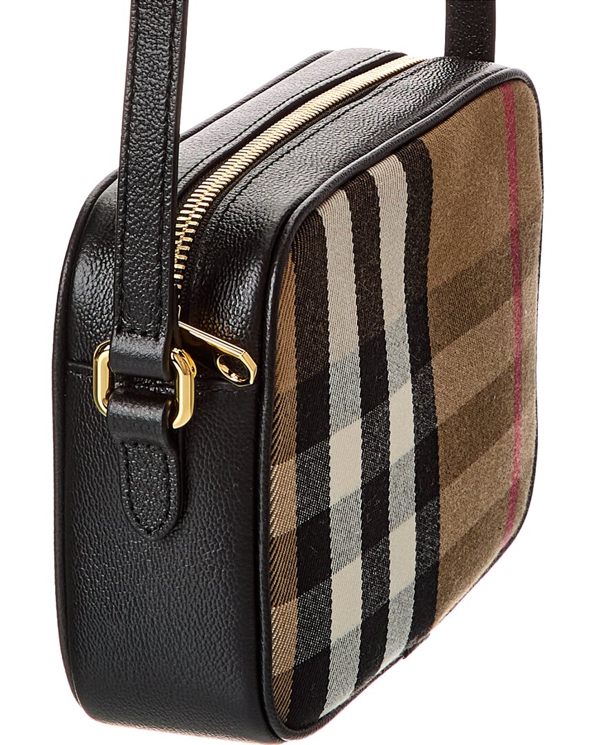 Burberry Check Canvas & Leather Camera Bag