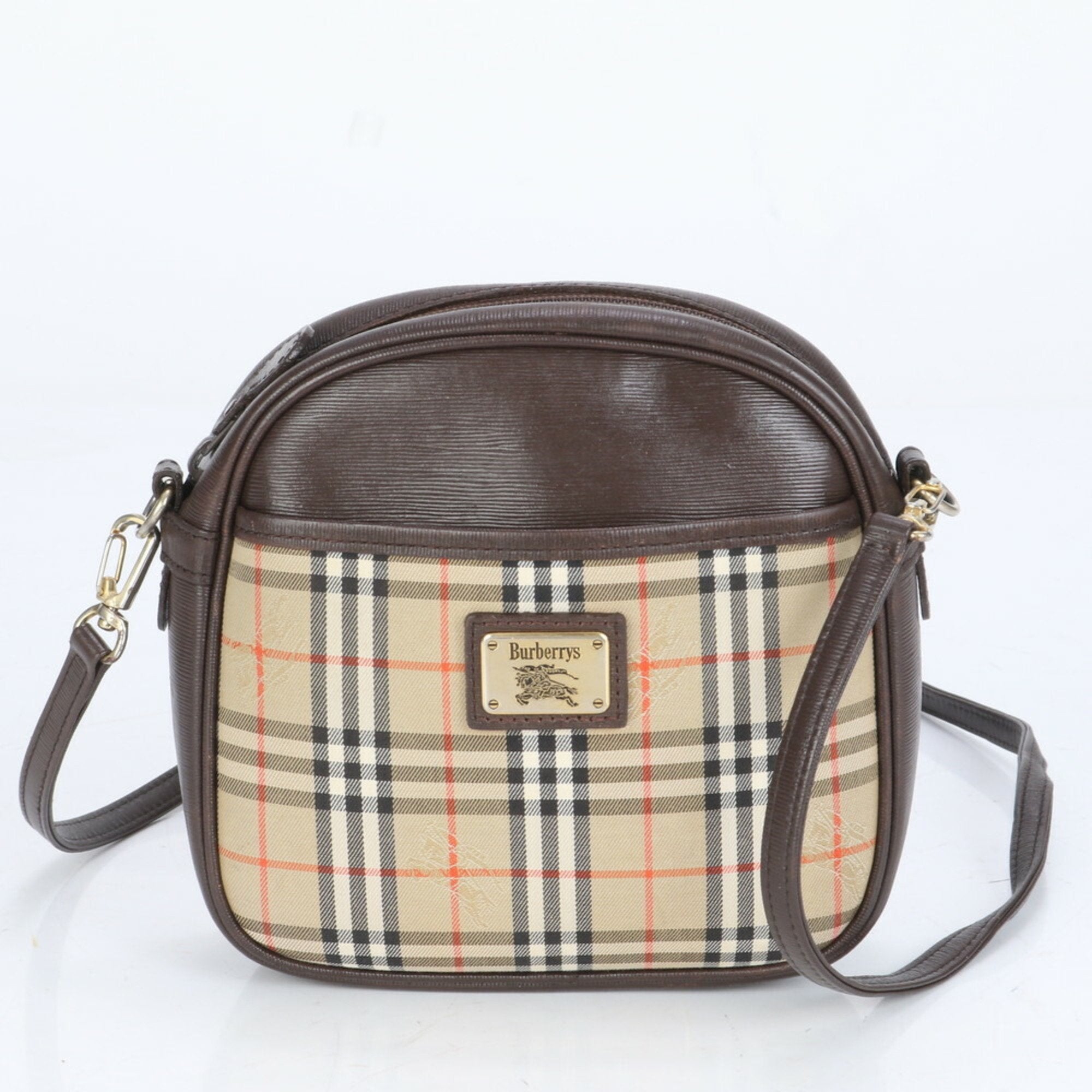 Burberry Leather Canvas Shoulder Bag Tote Bag (Pre-Owned)