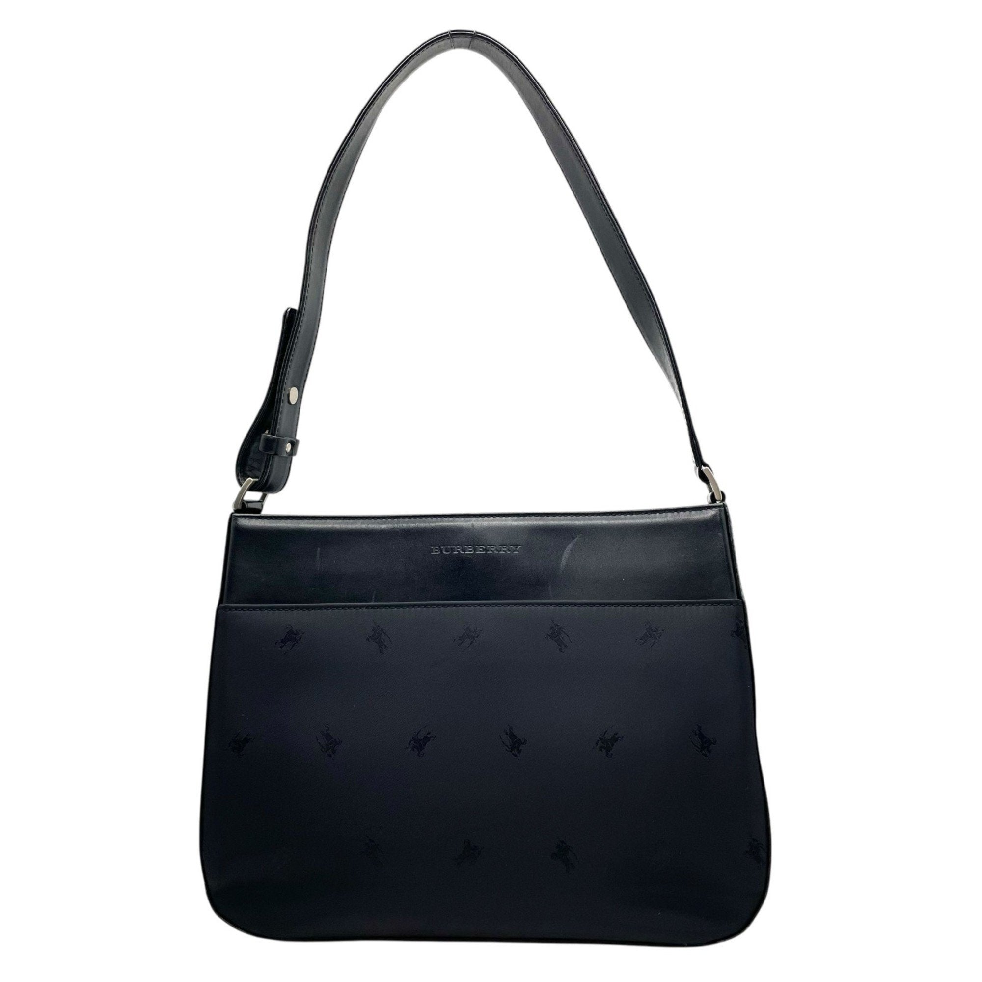 Burberry Nylon Leather Handbag Shoulder Bag (Pre-Owned)