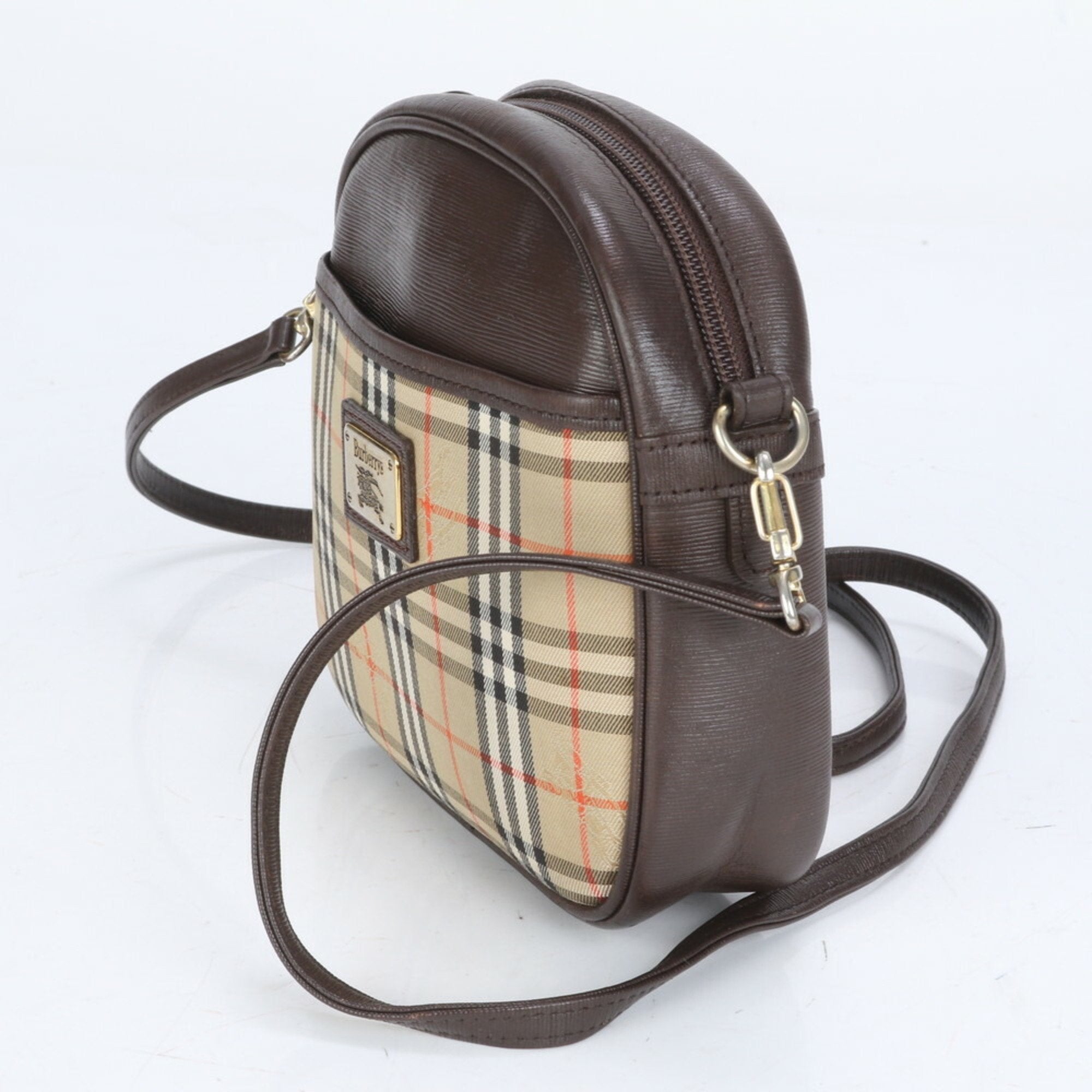 Burberry Leather Canvas Shoulder Bag Tote Bag (Pre-Owned)