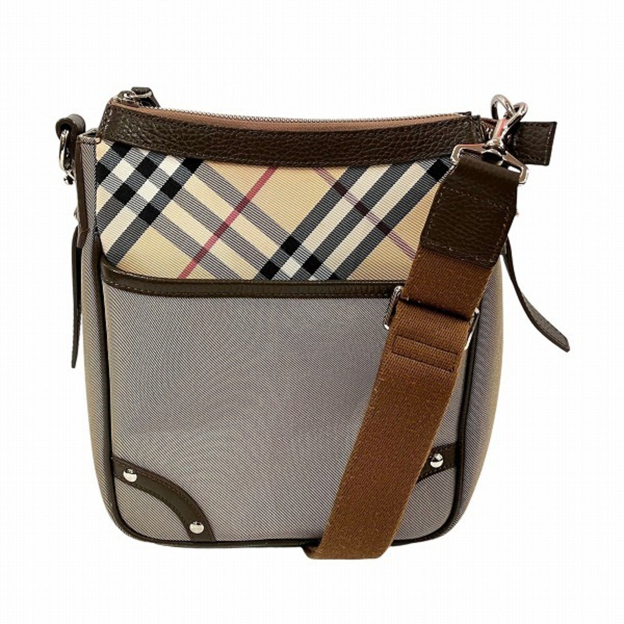 Burberry Canvas Leather Shoulder Bag (Pre-Owned)
