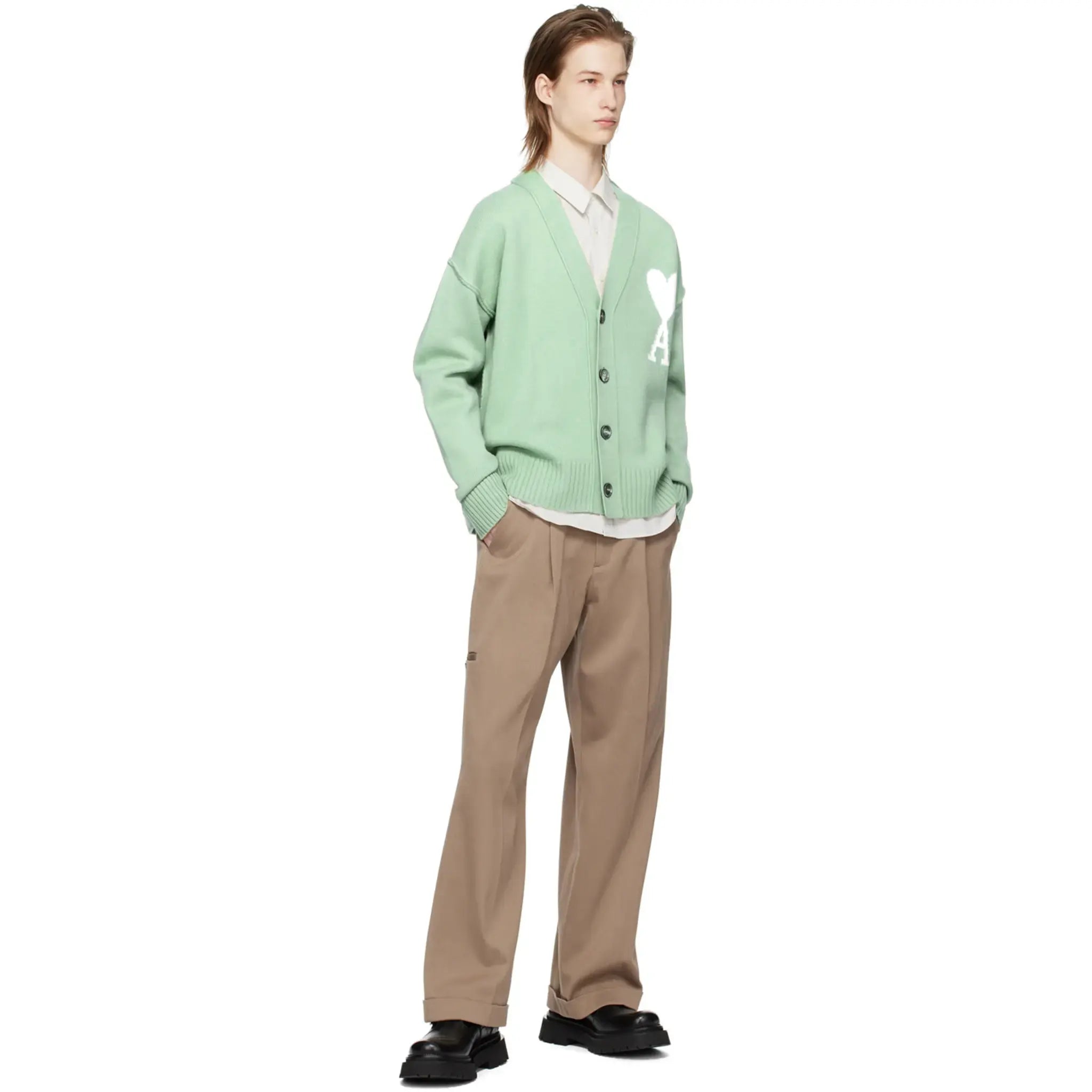 Ami Paris Ami De Coeur Green Cardigan