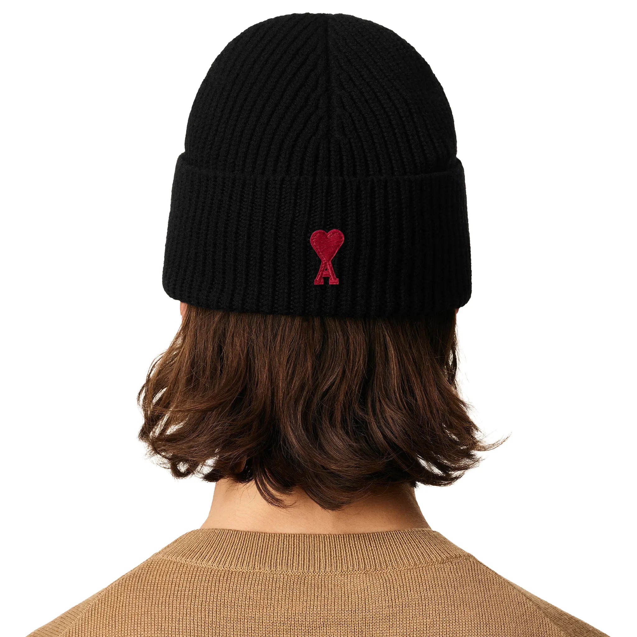 Ami Paris Ami de Coeur Black Red Beanie