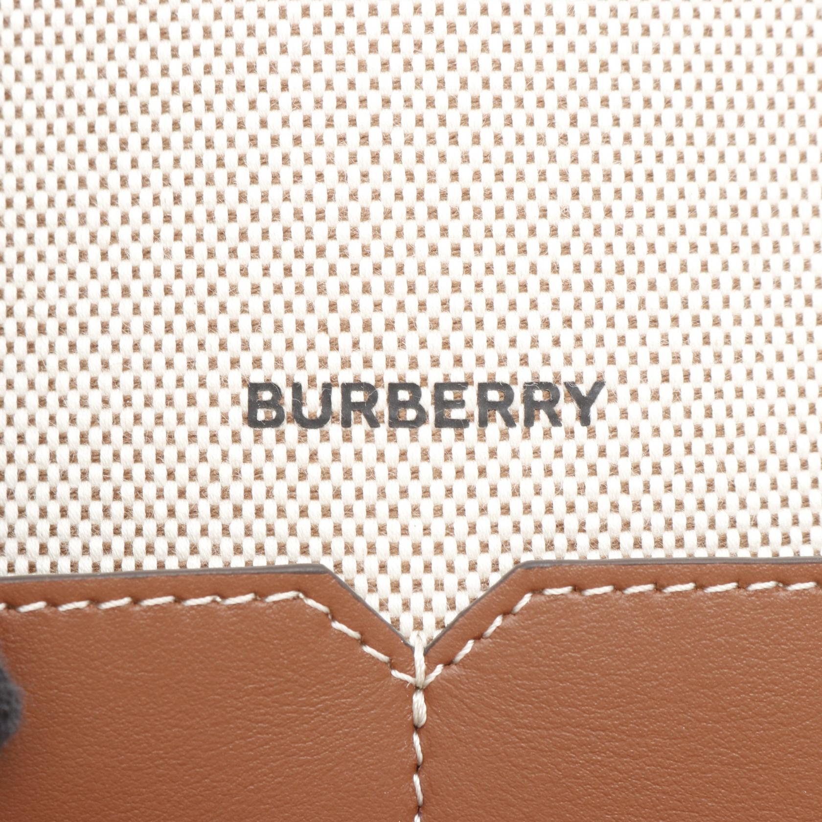 Burberry Soft Pocket Tote Canvas Leather Bag