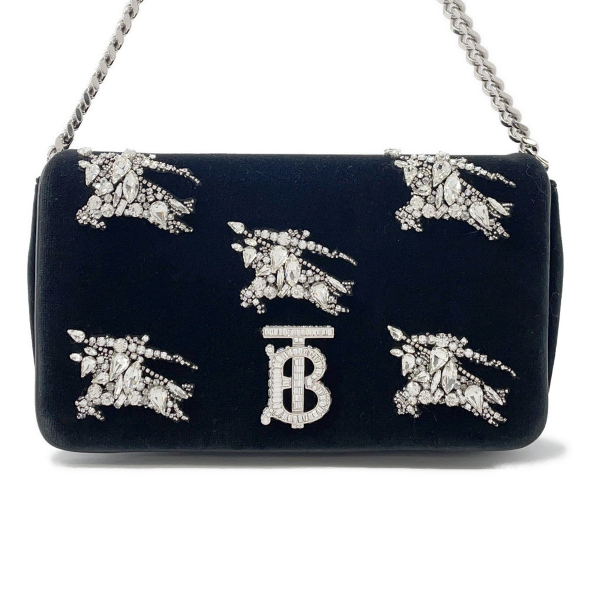 Burberry Velvet Rhinestone Shoulder Bag (Pre-Owned)