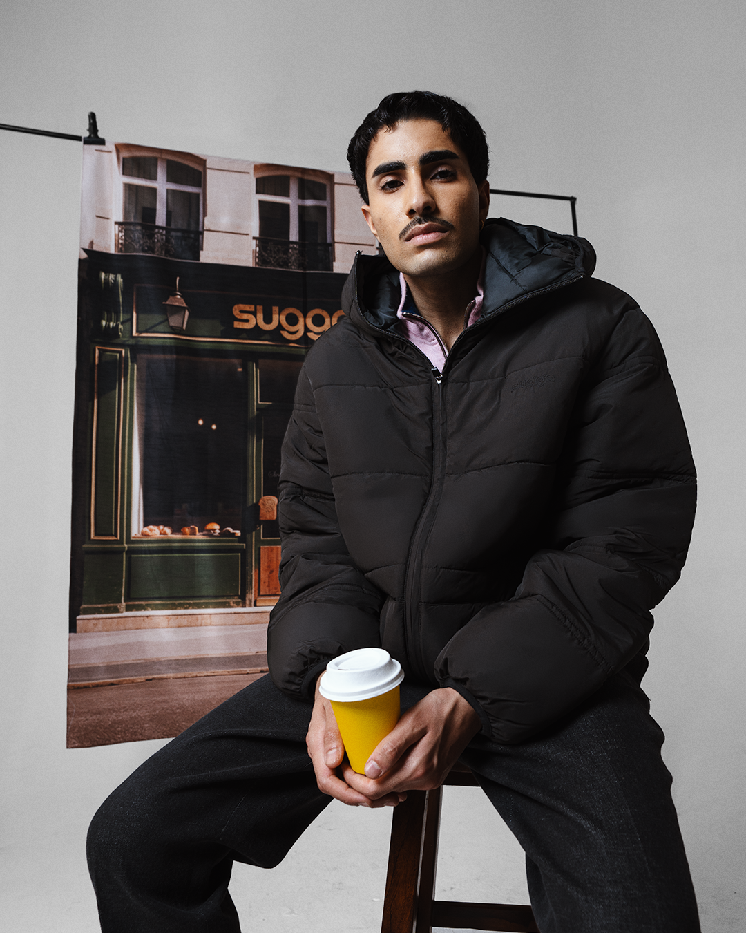 Puffer Jacket Full Sleeves in Black