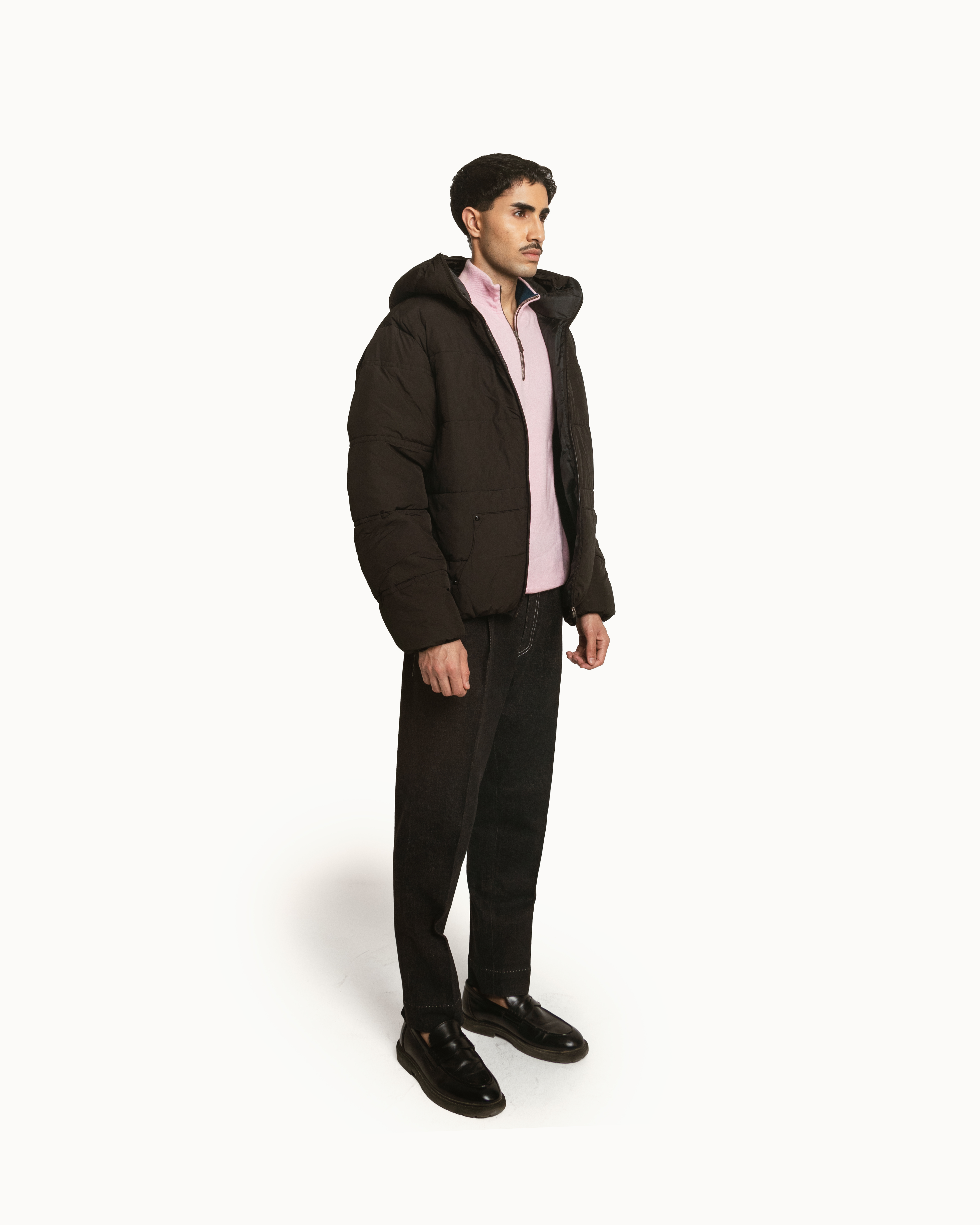 Puffer Jacket Full Sleeves in Black