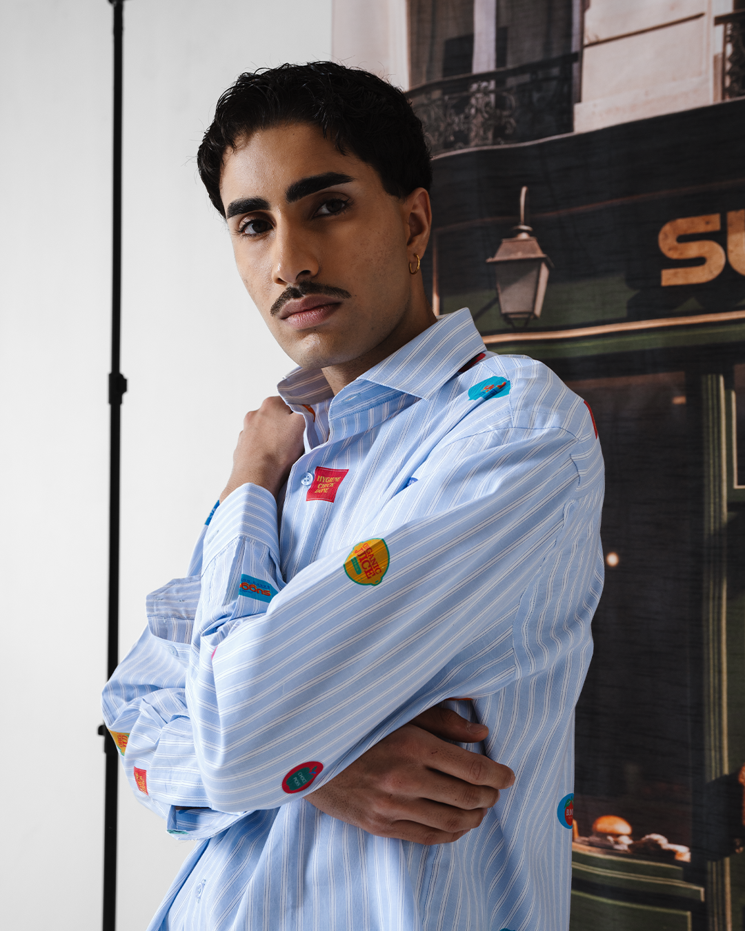 Fruit Sticker Shirt in Blue