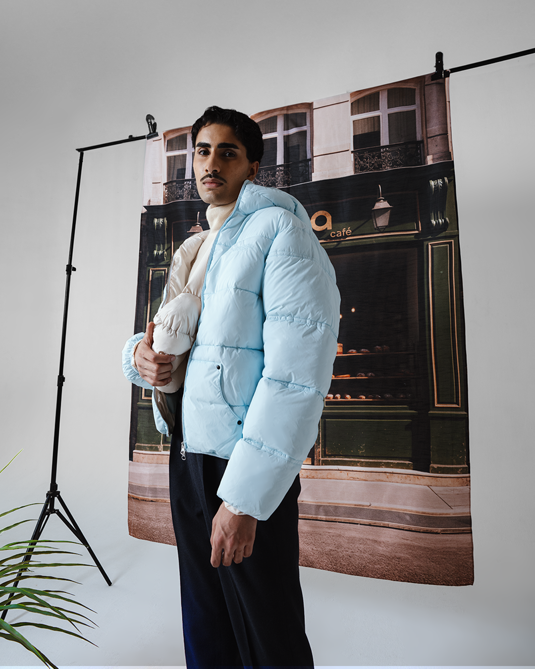 Puffer Jacket Full Sleeves in Ice Blue