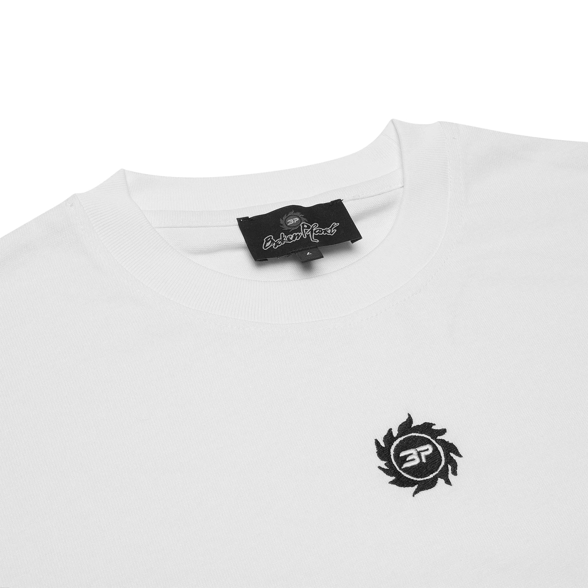 Broken Planet Cropped White T Shirt