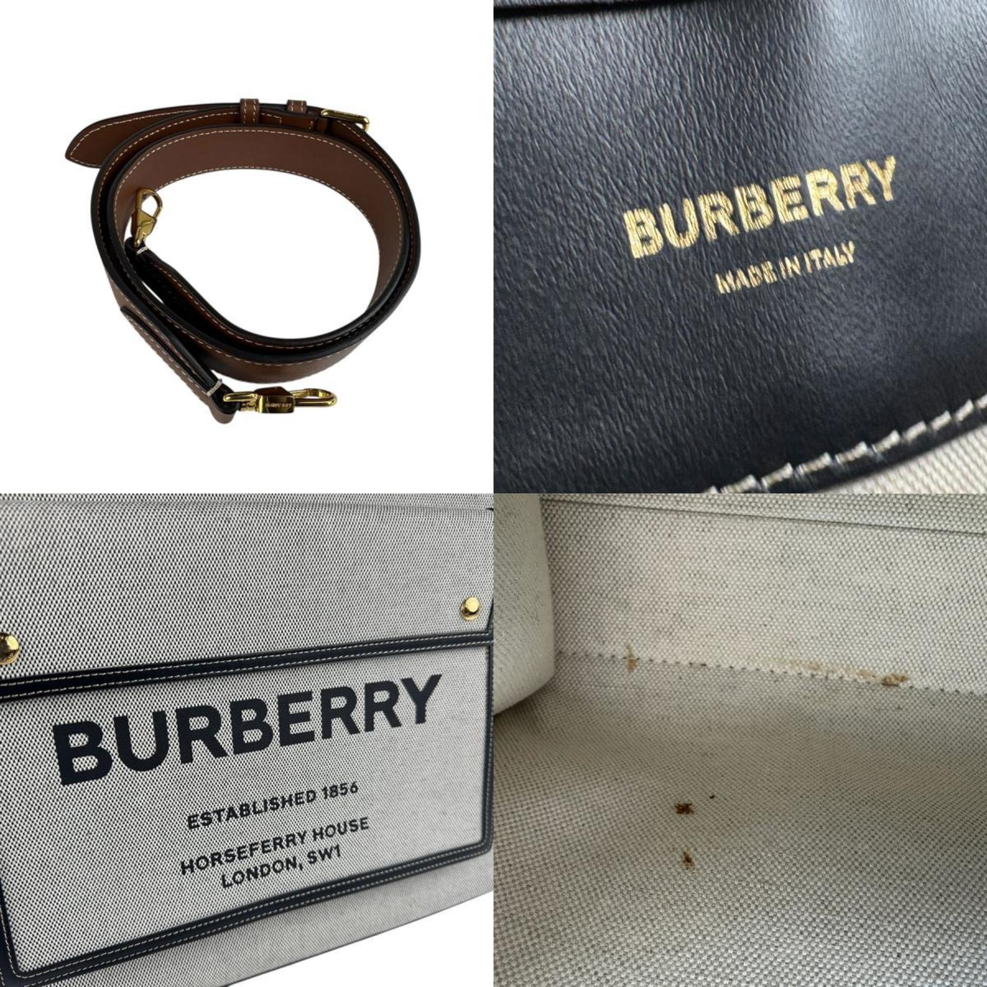 Burberry  Canvas Leather Handbag Shoulder Bag (Pre-Owned)