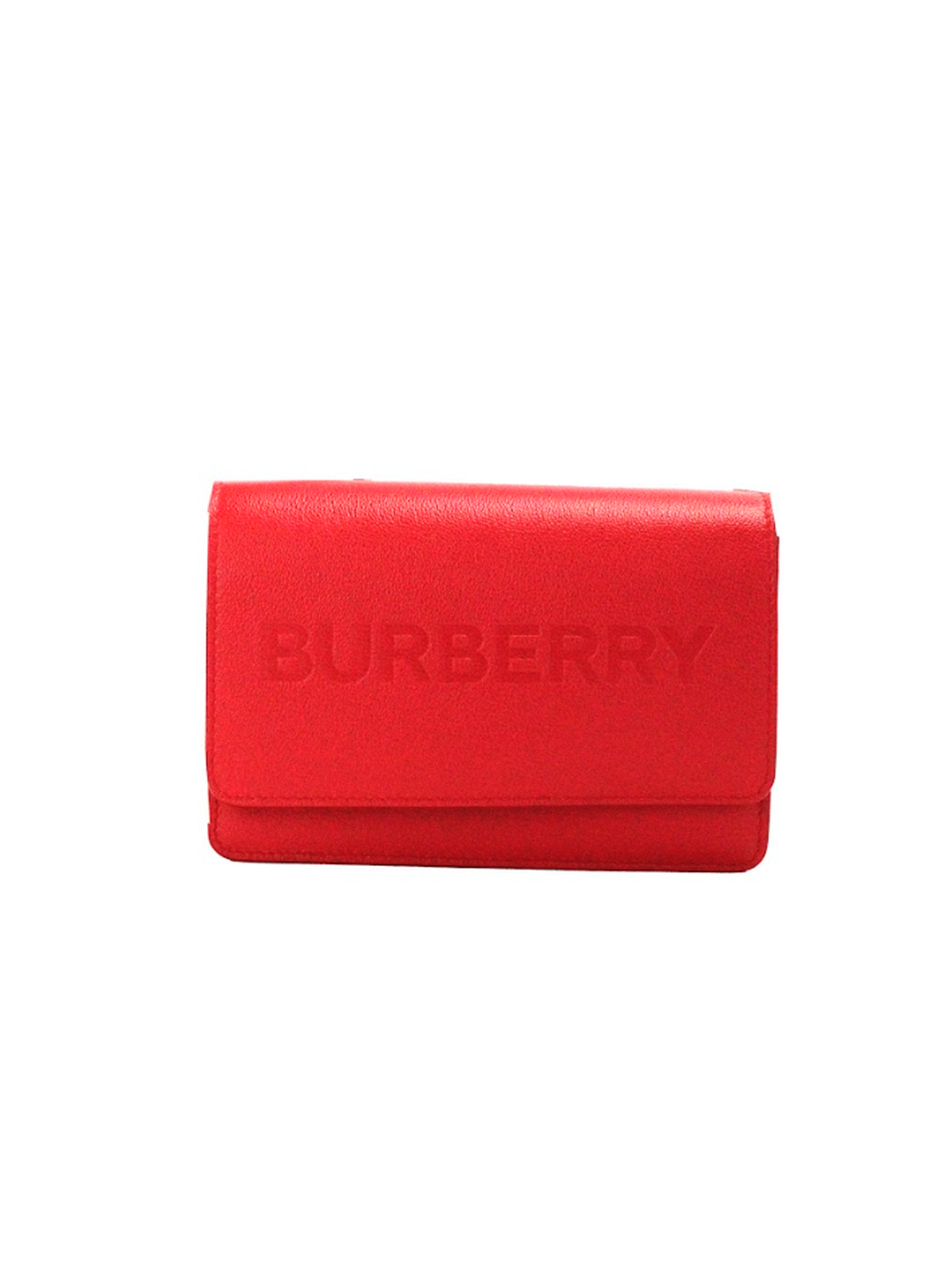 Burberry Hampshire Small Red Embossed Logo Smooth Leather Crossbody Bag
