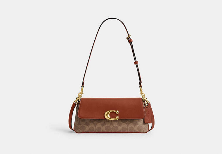 Jet Shoulder Bag In Signature Canvas - Brass/Tan Caramel