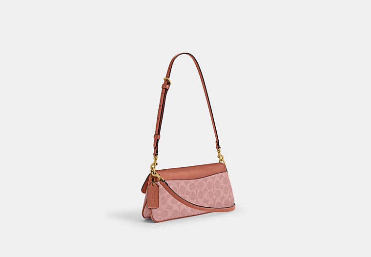 Jet Shoulder Bag In Signature Canvas - Brass/Melon Pink