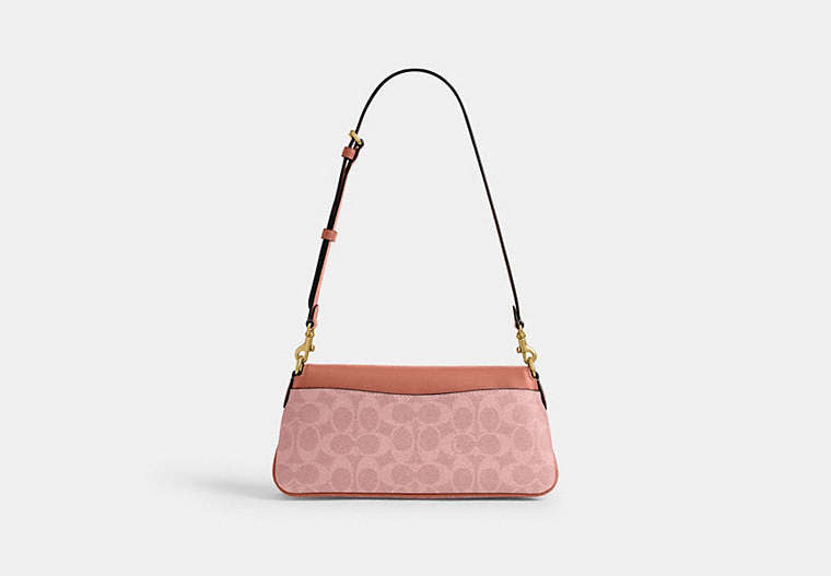 Jet Shoulder Bag In Signature Canvas - Brass/Melon Pink