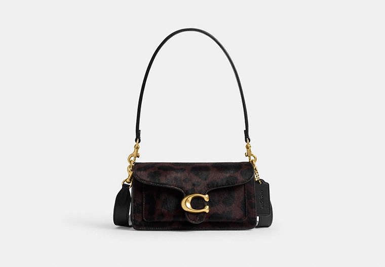Tabby Shoulder Bag 20 In Haircalf With Leopard Print - Brass/Dark Leopard
