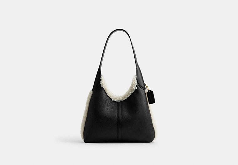 Brooklyn Shoulder Bag 28 In Shearling - Brass/Black Natural