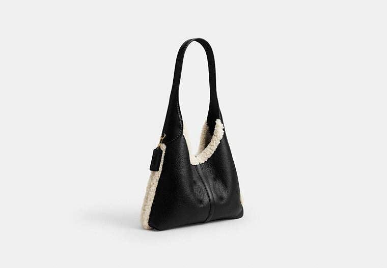 Brooklyn Shoulder Bag 28 In Shearling - Brass/Black Natural
