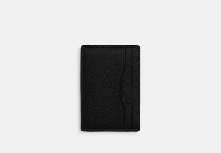 COACH®,Card Case With Money Clip,Leather,Card Case,Metal Material,Embellished,Metal,Money Clip,Casual,Black,Front View