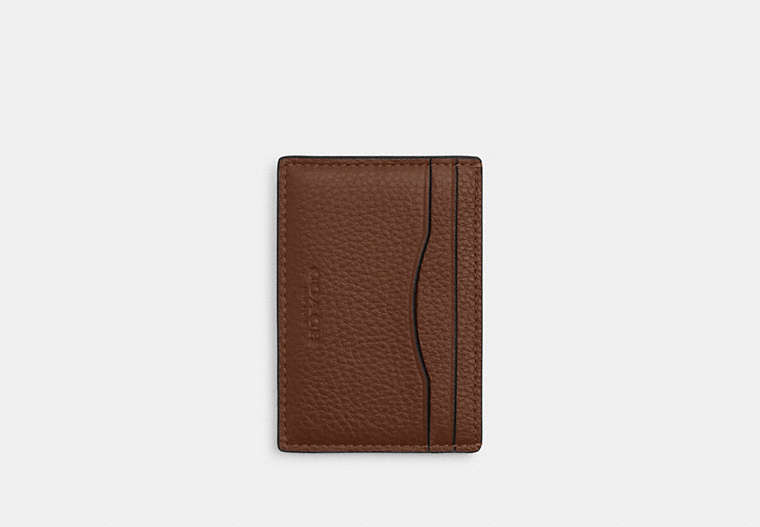 Card Case With Money Clip - Gunmetal/Saddle