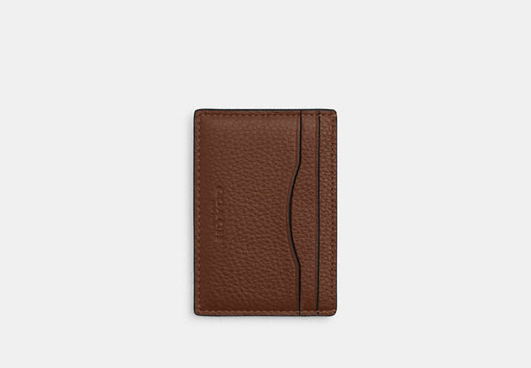 COACH®,Card Case With Money Clip,Leather,Card Case,Metal Material,Embellished,Metal,Money Clip,Casual,Brown,Front View