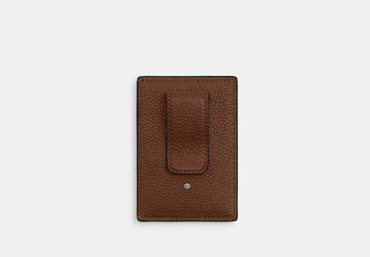 COACH®,Card Case With Money Clip,Leather,Card Case,Metal Material,Embellished,Metal,Money Clip,Casual,Brown,Back View