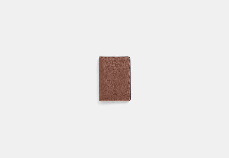 COACH®,Restored Card Wallet,Leather,Bi Fold,Card Case,Logo,Casual,Brown,Front View