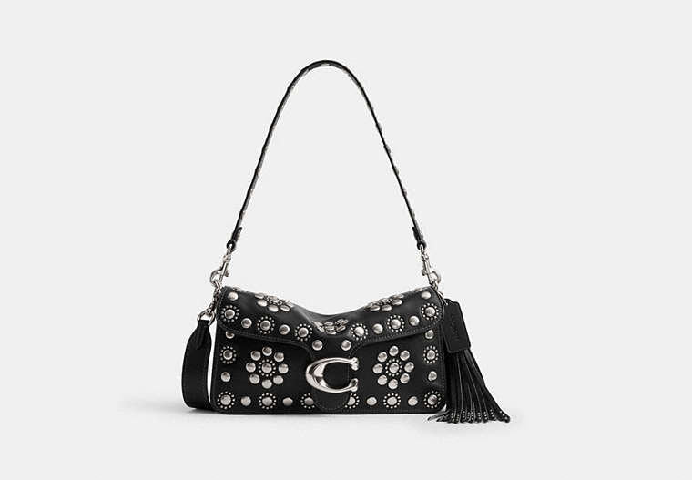 Tabby Shoulder Bag 26 With Western Rivets - Silver/Black