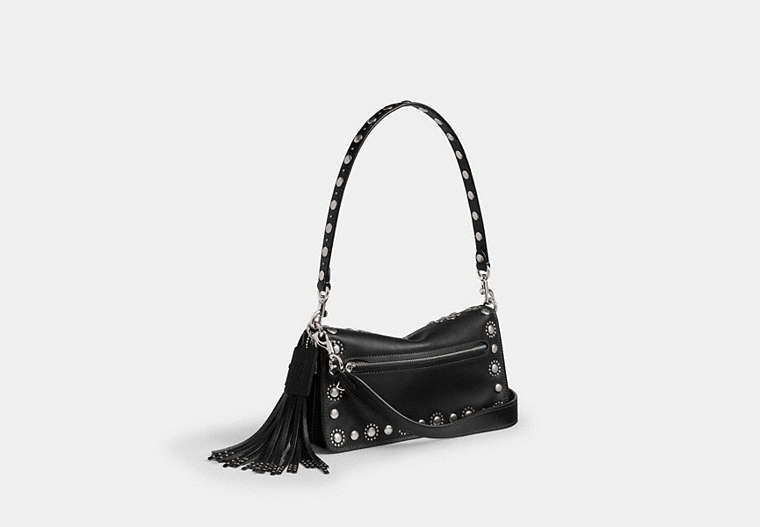 Tabby Shoulder Bag 26 With Western Rivets - Silver/Black
