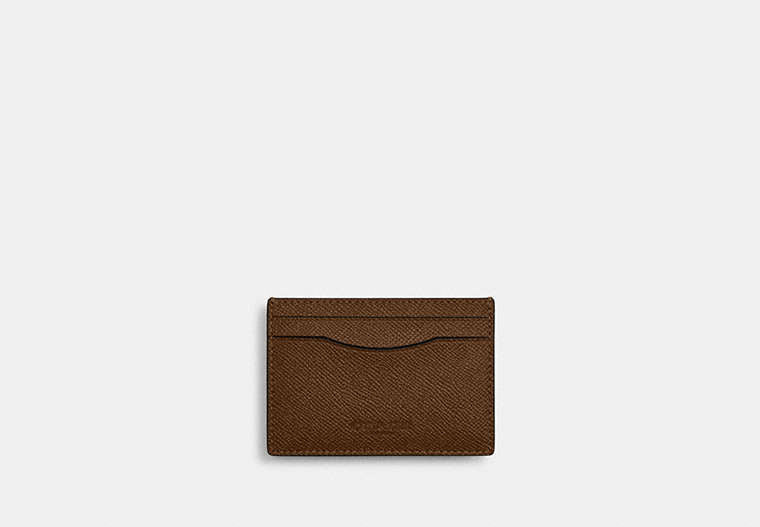 COACH®,Card Case With Money Clip,Brown,Front View