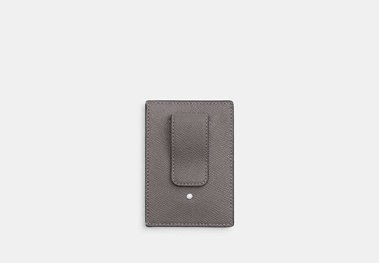 COACH®,Card Case With Money Clip,Gray,Back View