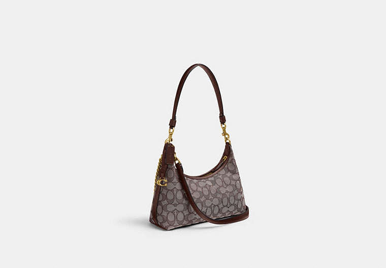 Juliet Shoulder Bag 25 In Signature Jacquard - Brass/Oak Maple
