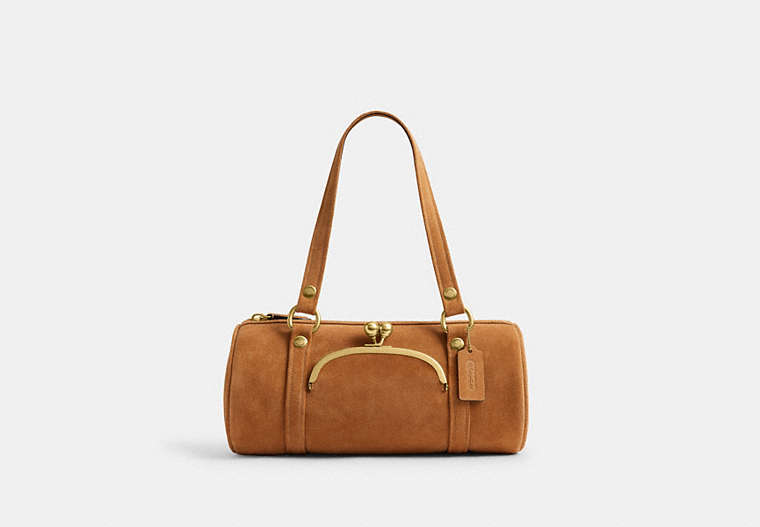Kisslock Barrel Bag - Brass/Caramel