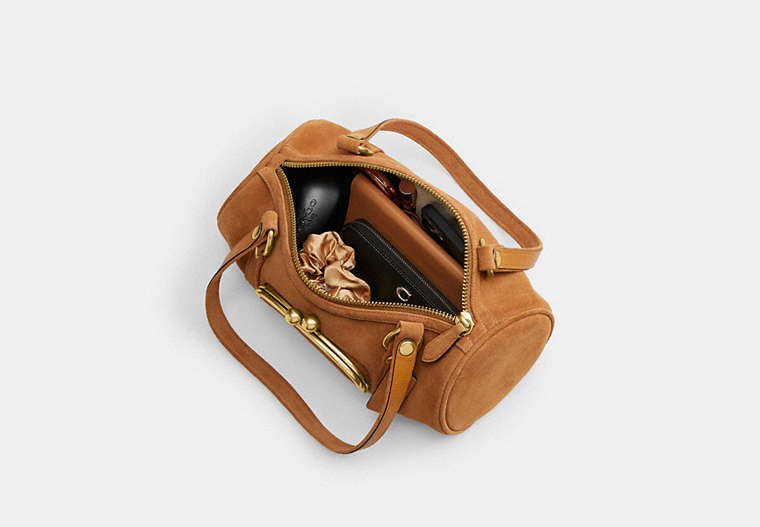 Kisslock Barrel Bag - Brass/Caramel
