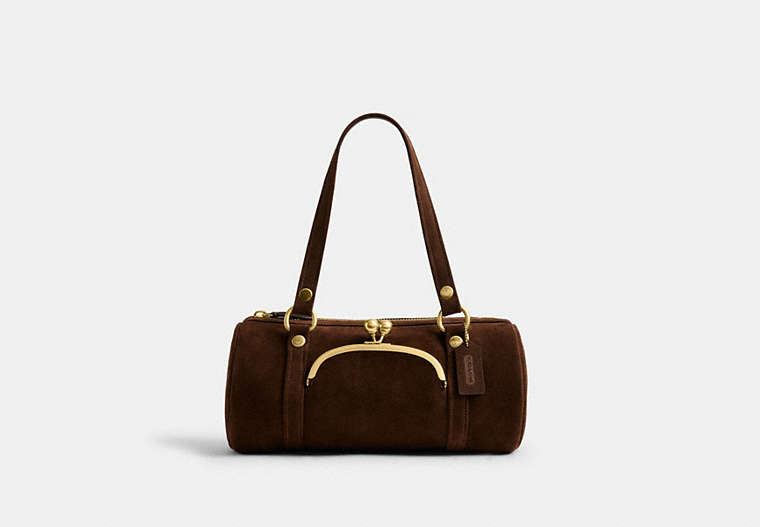 Kisslock Barrel Bag - Brass/Chocolate