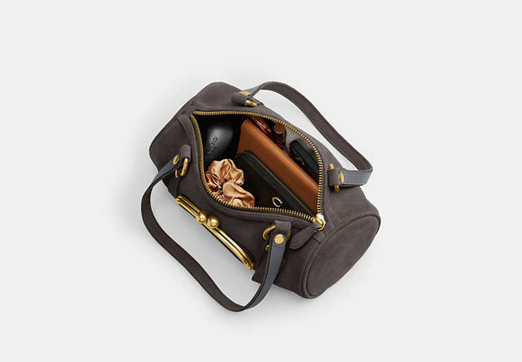Kisslock Barrel Bag - Brass/Whisper