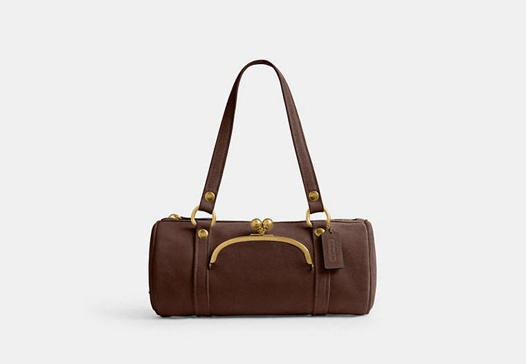 Kisslock Barrel Bag - Brass/Dark Chocolate
