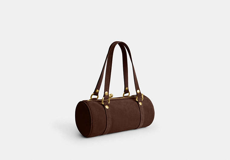 Kisslock Barrel Bag - Brass/Dark Chocolate