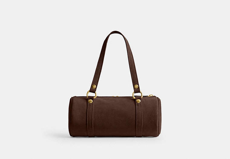 Kisslock Barrel Bag - Brass/Dark Chocolate